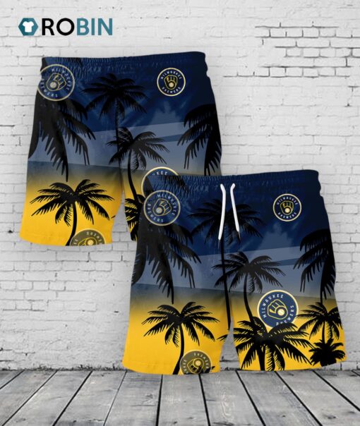 Milwaukee Brewers Hawaiian Shorts Coconut Tree