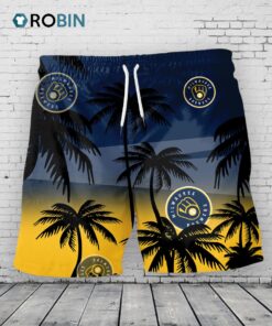Milwaukee Brewers Hawaiian Shorts Coconut Tree