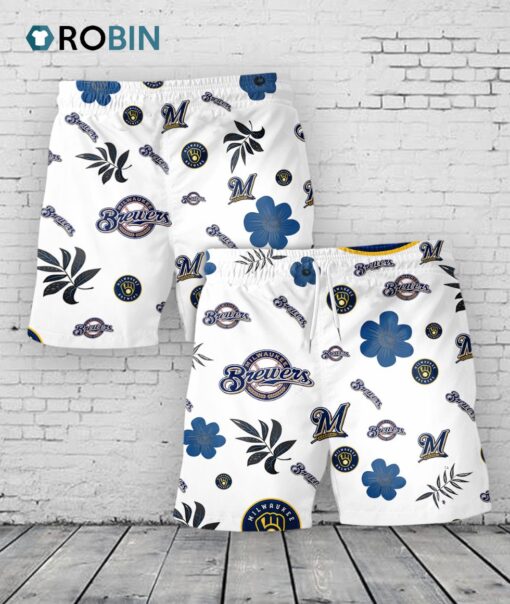 Milwaukee Brewers Hawaiian Shorts Tropical Beach