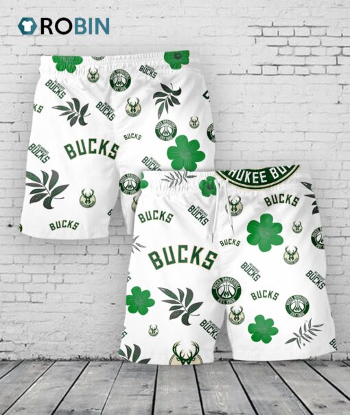 Milwaukee Bucks Hawaiian Shorts Tropical Beach