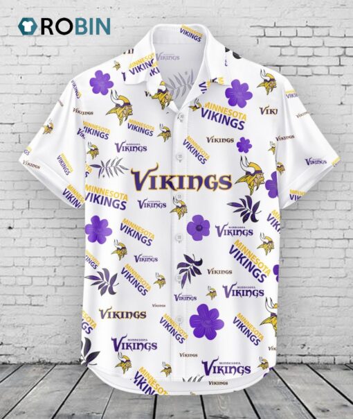 Minnesota Vikings Hawaiian Shirt Tropical Beach