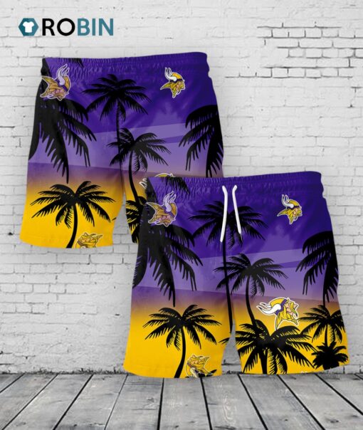 Minnesota Vikings Hawaiian Shorts Coconut Tree