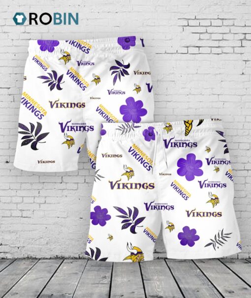 Minnesota Vikings Hawaiian Shorts Tropical Beach