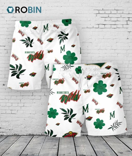 Minnesota Wild Hawaiian Shorts Tropical Beach