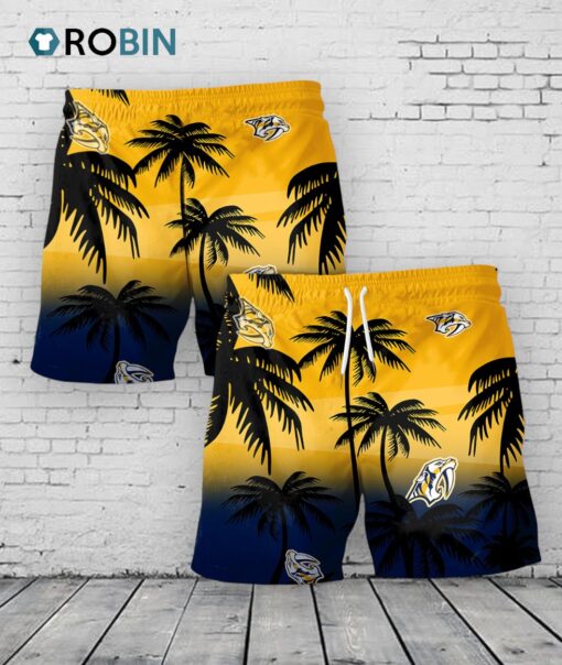 Nashville Predators Hawaiian Shorts Coconut Tree