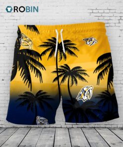 Nashville Predators Hawaiian Shorts Coconut Tree