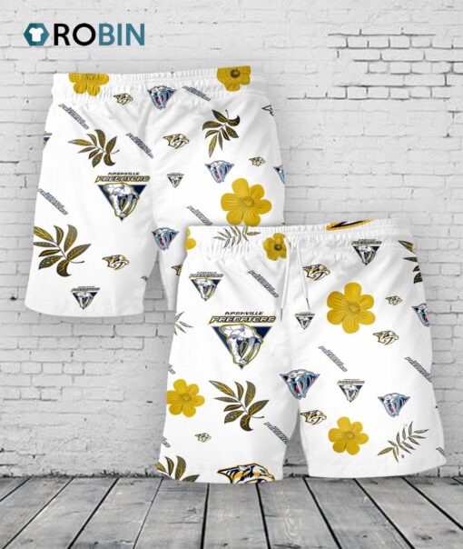 Nashville Predators Hawaiian Shorts Tropical Beach