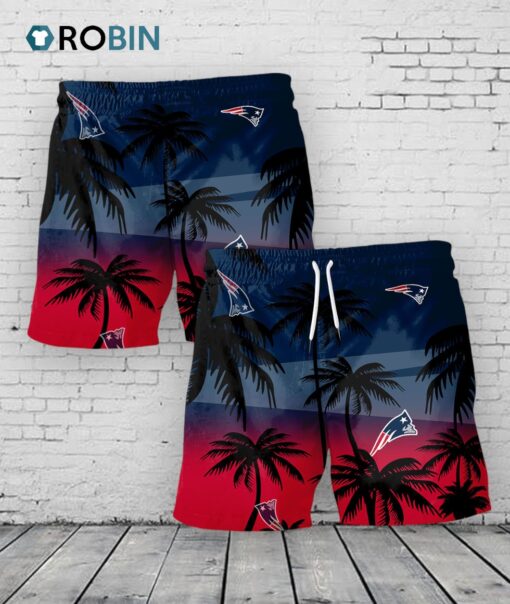 New England Patriots Hawaiian Shorts Coconut Tree