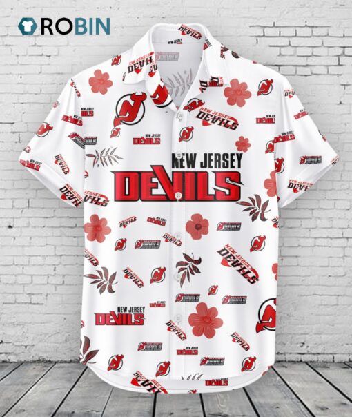 New Jersey Devils Hawaiian Shirt Tropical Beach