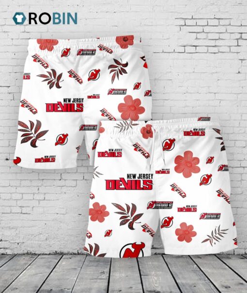 New Jersey Devils Hawaiian Shorts Tropical Beach