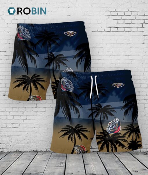 New Orleans Pelicans Hawaiian Shorts Coconut Tree