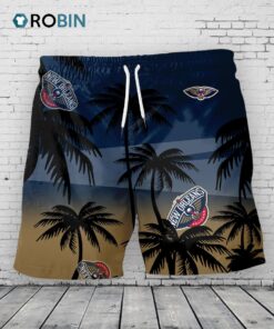 New Orleans Pelicans Hawaiian Shorts Coconut Tree