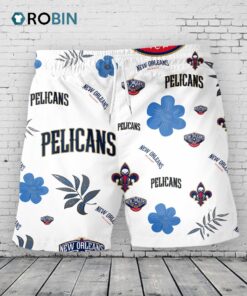 New Orleans Pelicans Hawaiian Shorts Tropical Beach