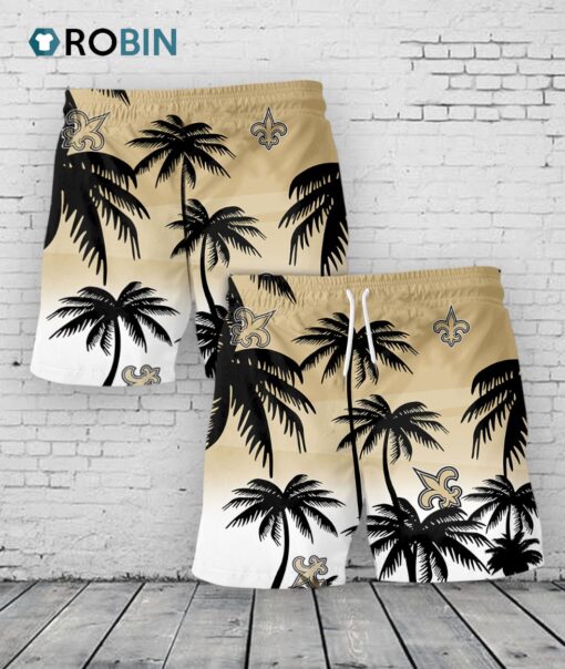 New Orleans Saints Hawaiian Shorts Coconut Tree