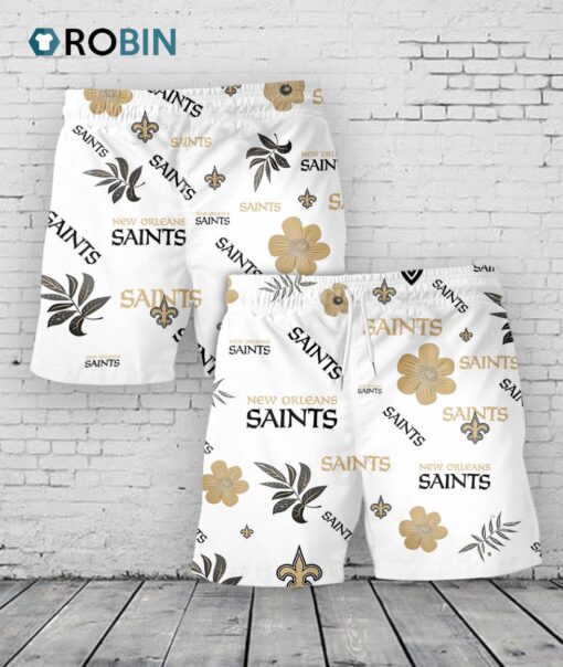 New Orleans Saints Hawaiian Shorts Tropical Beach