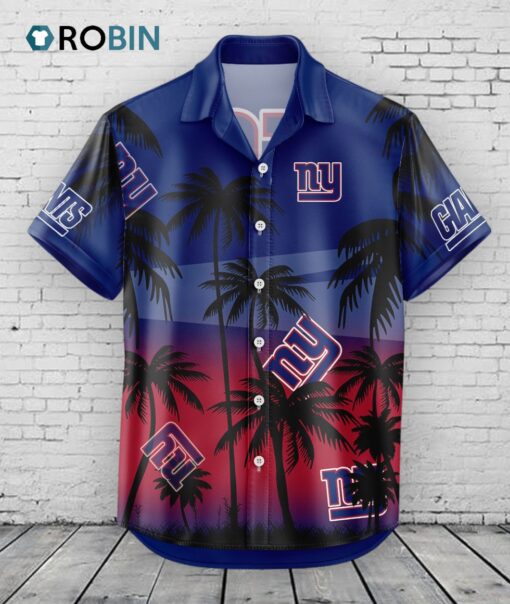 New York Giants Hawaiian Shirt Coconut Tree