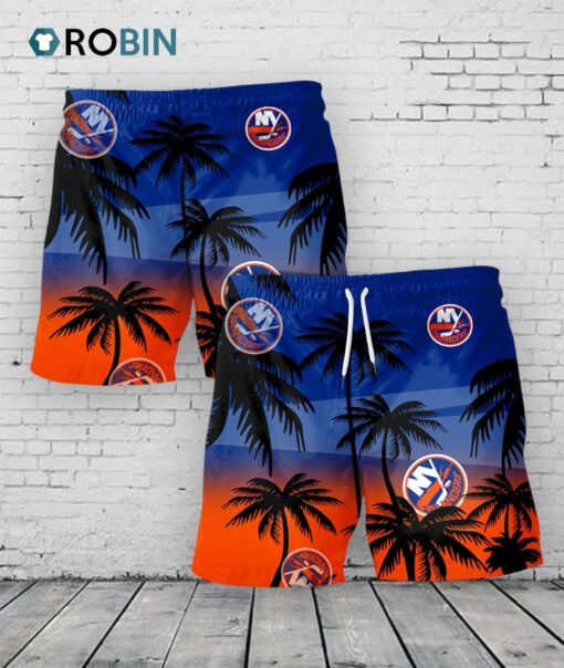 New York Islanders Hawaiian Shorts Coconut Tree