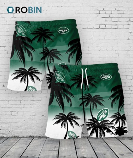 New York Jets Hawaiian Shorts Coconut Tree