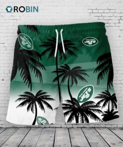 New York Jets Hawaiian Shorts Coconut Tree