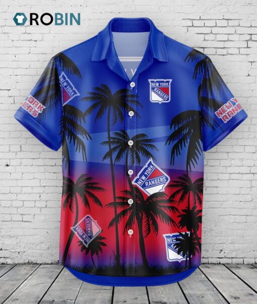 New York Rangers Hawaiian Shirt Coconut Tree
