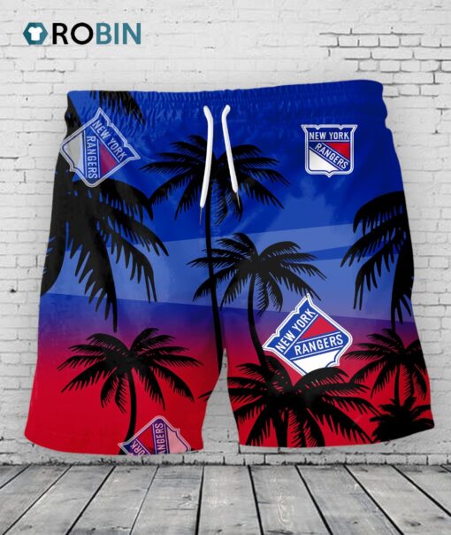 New York Rangers Hawaiian Shorts Coconut Tree