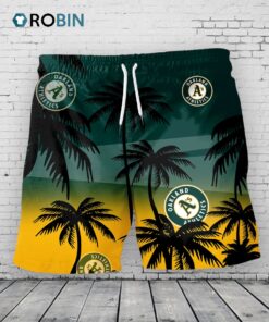 Oakland Athletics Hawaiian Shorts Coconut Tree Oakland Athletics Hawaiian Shorts Coconut Tree