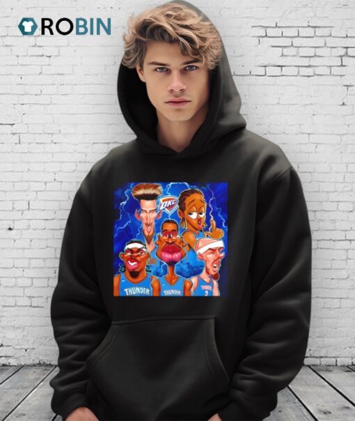 Okc Thunder Basketball Nba Playoffs 2025 Caricature Graphic Shirt