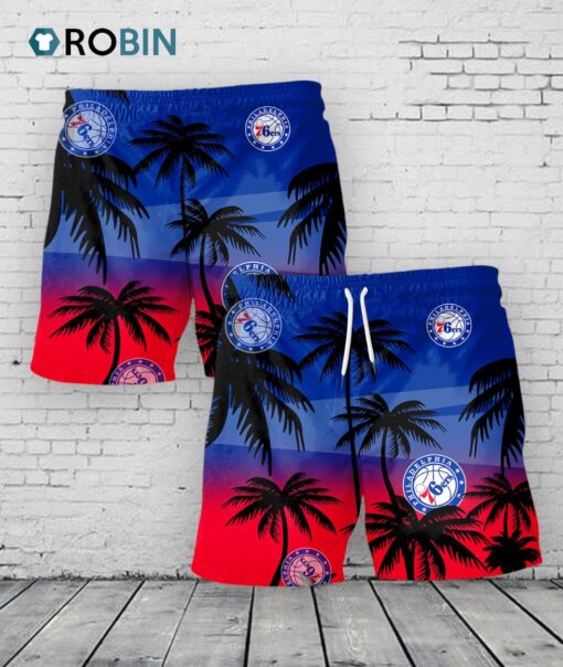 Philadelphia 76ers Hawaiian Shorts Coconut Tree