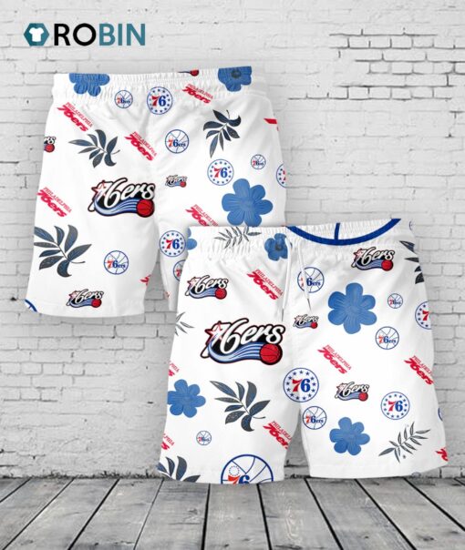 Philadelphia 76ers Hawaiian Shorts Tropical Beach