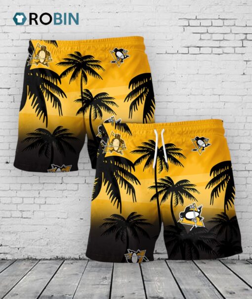 Pittsburgh Penguins Hawaiian Shorts Coconut Tree