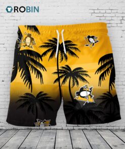Pittsburgh Penguins Hawaiian Shorts Coconut Tree