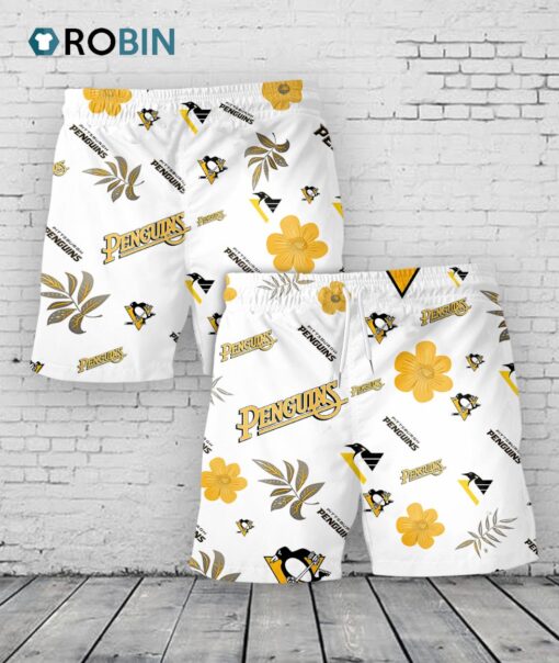 Pittsburgh Penguins Hawaiian Shorts Tropical Beach