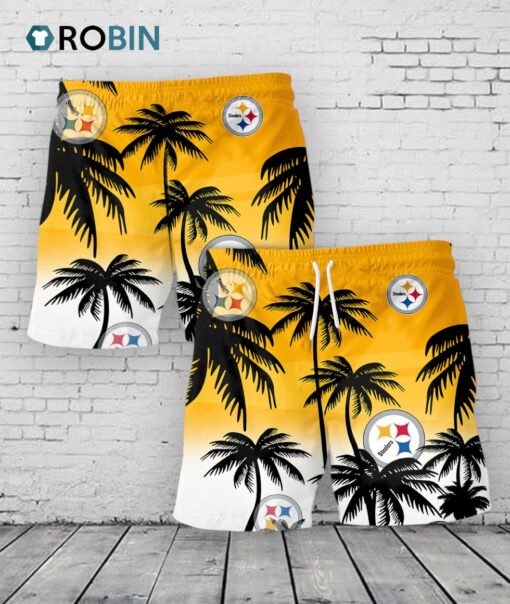 Pittsburgh Steelers Hawaiian Shorts Coconut Tree