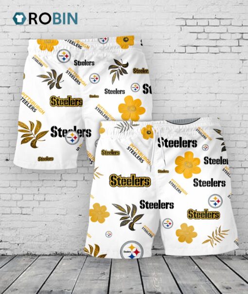Pittsburgh Steelers Hawaiian Shorts Tropical Beach