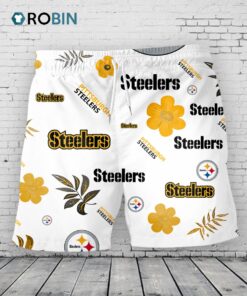 Pittsburgh Steelers Hawaiian Shorts Tropical Beach