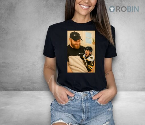 Sam Bennett Holding A Crying Marchand Shirt