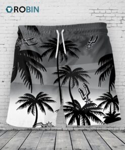 San Antonio Spurs Hawaiian Shorts Coconut Tree San Antonio Spurs Hawaiian Shorts Coconut Tree