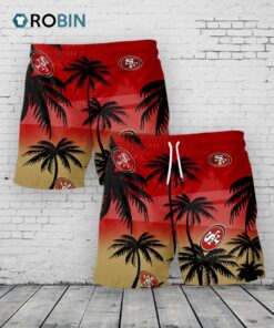 San Francisco 49ers Hawaiian Shorts Coconut Tree
