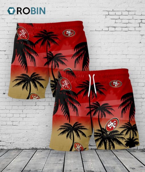 San Francisco 49ers Hawaiian Shorts Coconut Tree