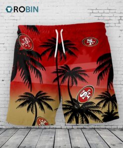 San Francisco 49ers Hawaiian Shorts Coconut Tree