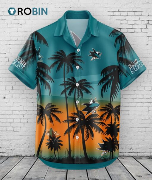 San Jose Sharks Hawaiian Shirt Coconut Tree
