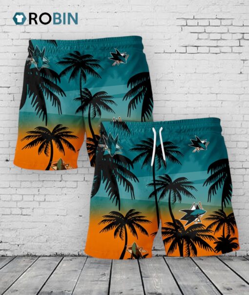 San Jose Sharks Hawaiian Shorts Coconut Tree