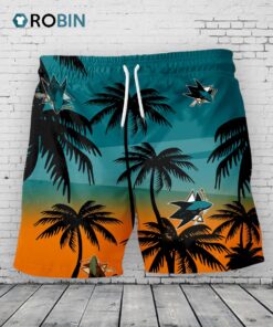 San Jose Sharks Hawaiian Shorts Coconut Tree