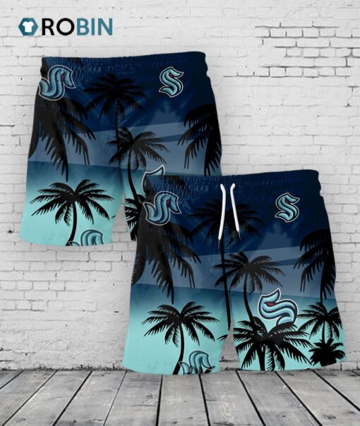 Seattle Kraken Hawaiian Shorts Coconut Tree