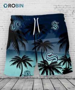 Seattle Kraken Hawaiian Shorts Coconut Tree