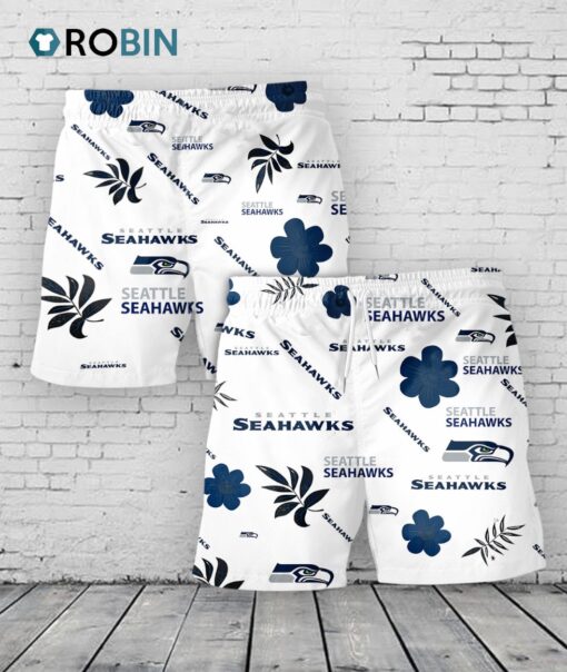 Seattle Seahawks Hawaiian Shorts Tropical Beach