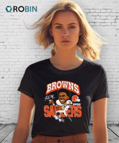 Shedeur Sanders Cleveland Browns Basketball Signature 2026 Cartoon Shirt