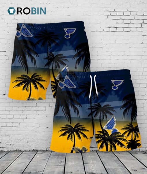 St. Louis Blues Hawaiian Shorts Coconut Tree