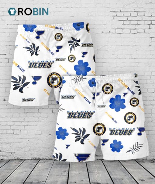 St. Louis Blues Hawaiian Shorts Tropical Beach