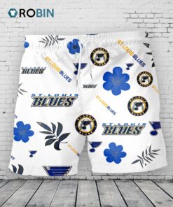 St. Louis Blues Hawaiian Shorts Tropical Beach